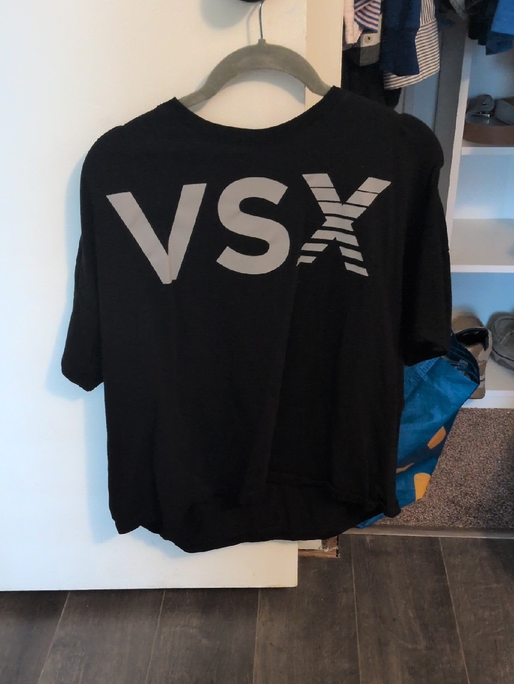 Victoria's Secret Black Crop Tee with Gray VSX Logo